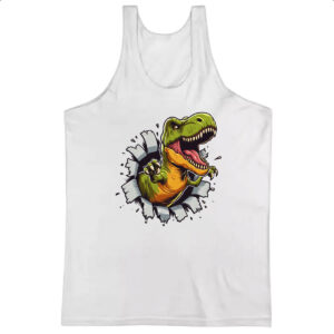 Camiseta Regata Dinossauro T-Rex rasgando a camisa