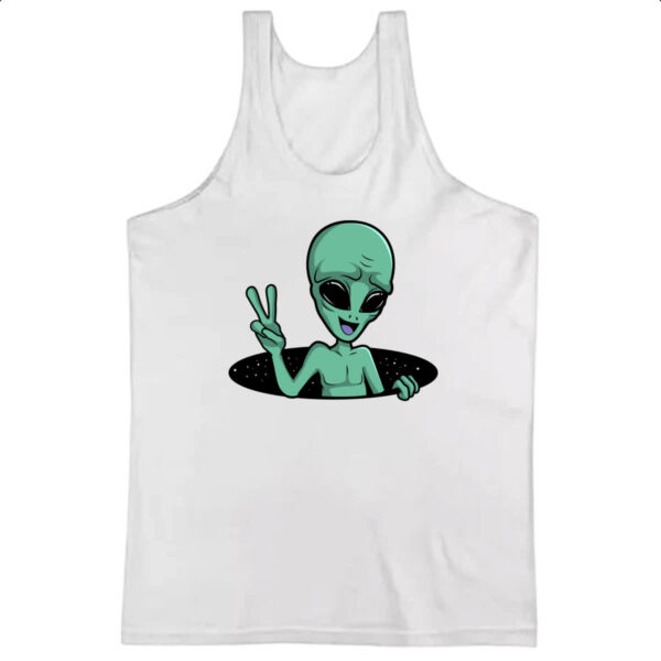 Camiseta Regata Alien Paz e amor buraco negro