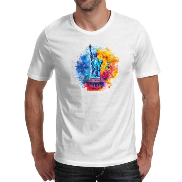 Camiseta Unissex Estatua liberdade watercolor - Imagem 2