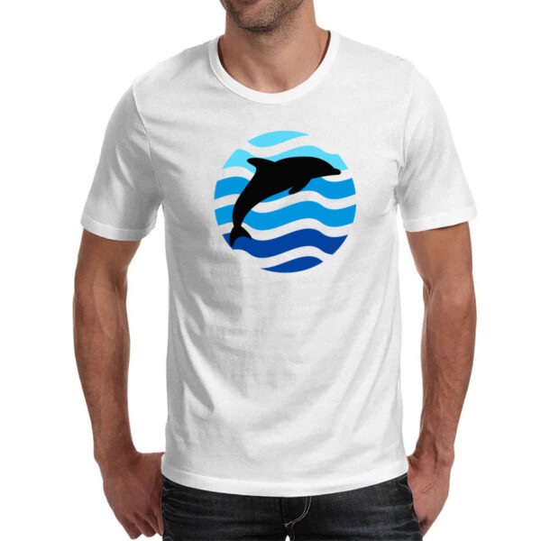 Camiseta Unissex Animais marinhos Golfinho silhueta sunset - Imagem 2