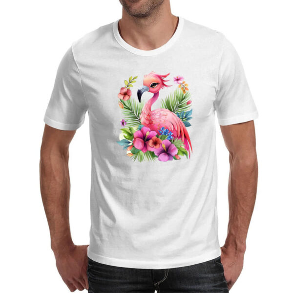 Camiseta Unissex Flamingo na flor - Imagem 2