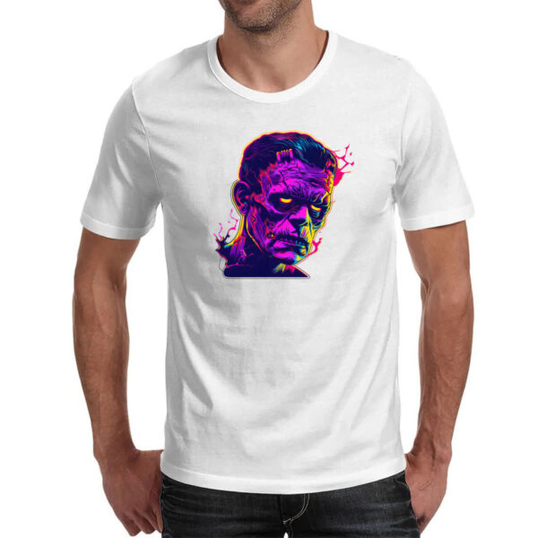 Camiseta Unissex Frankstein Neon Art Face - Imagem 2