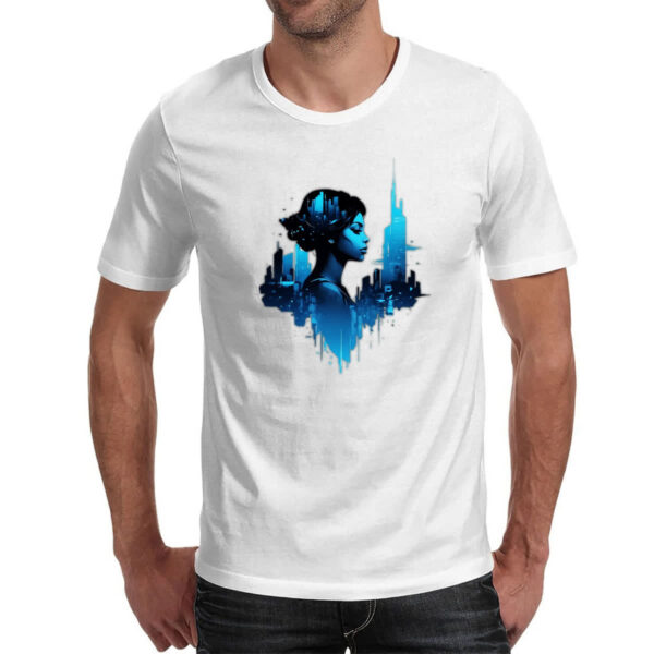 Camiseta Unissex Garota futurista silhueta - Imagem 2