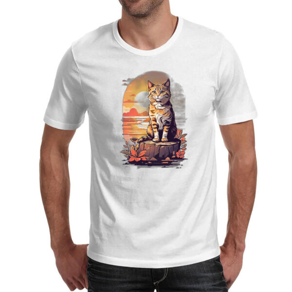 Camiseta Unissex Gato amarelo final de tarde - Imagem 2