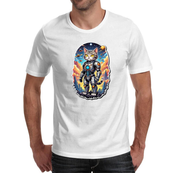 Camiseta Unissex Gato ciborgue espacial - Imagem 2