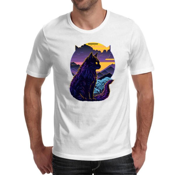 Camiseta Unissex Gato silhoueta sunset - Imagem 2