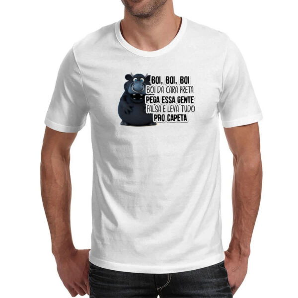 Camiseta Unissex Ironico Boi da cara preta pega gente falsa - Imagem 2
