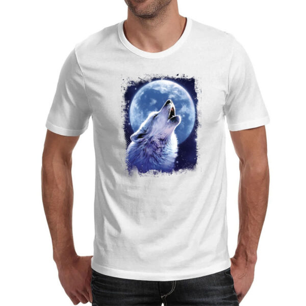 Camiseta Unissex Lobo uivando ao luar - Imagem 2