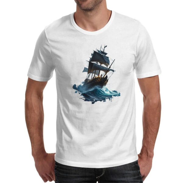 Camiseta Unissex Navio em mar aberto - Imagem 2