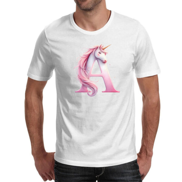 Camiseta Unissex Unicornio Alfabeto Letra A - Imagem 2