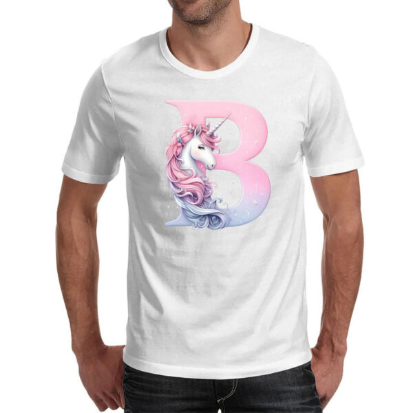 Camiseta Unissex Unicornio Alfabeto Letra B - Imagem 2