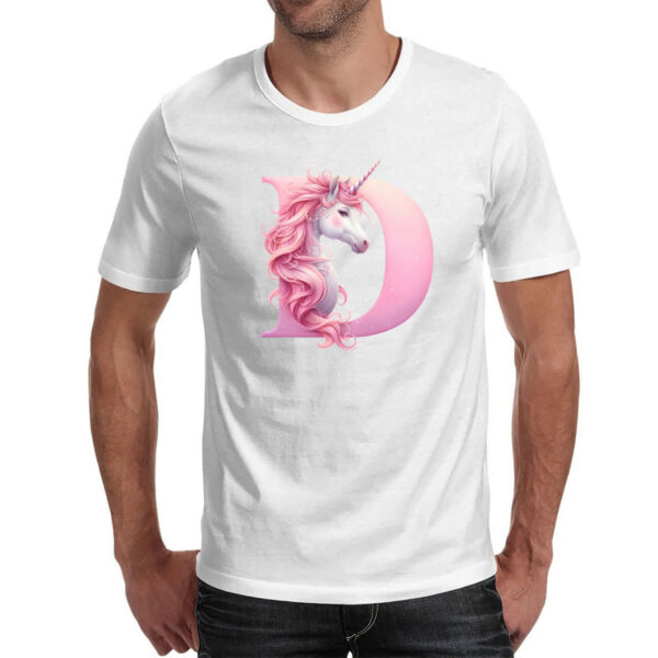Camiseta Unissex Unicornio Alfabeto Letra D - Imagem 2