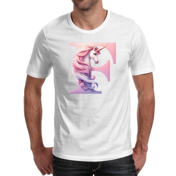 Camiseta Unissex Unicornio Alfabeto Letra F - Imagem 2