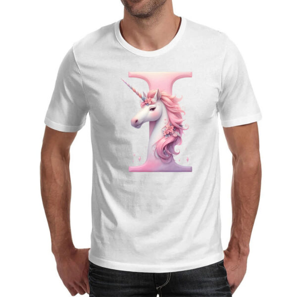 Camiseta Unissex Unicornio Alfabeto Letra I - Imagem 2
