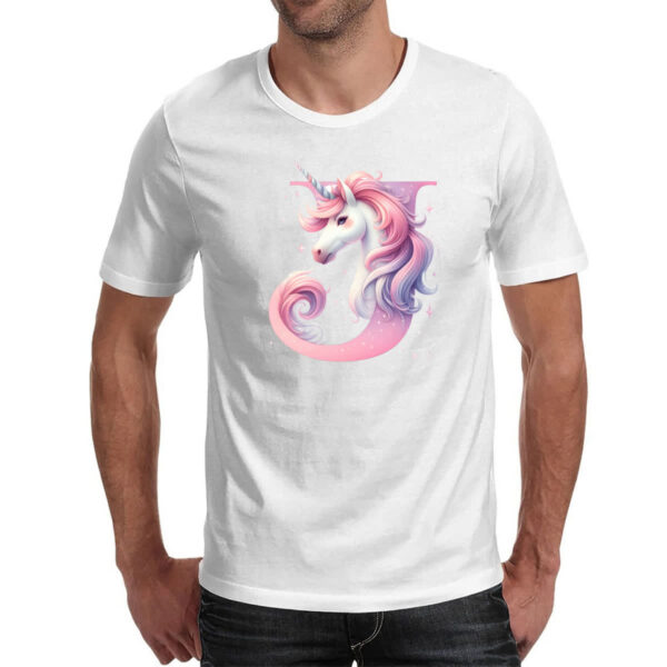 Camiseta Unissex Unicornio Alfabeto Letra J - Imagem 2