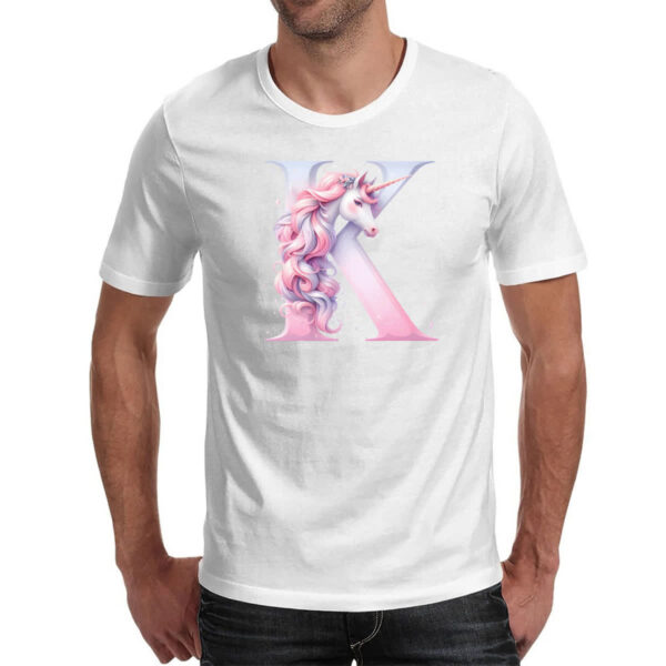 Camiseta Unissex Unicornio Alfabeto Letra K - Imagem 2