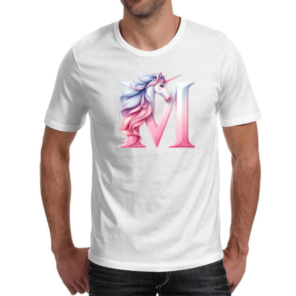 Camiseta Unissex Unicornio Alfabeto Letra M - Imagem 2