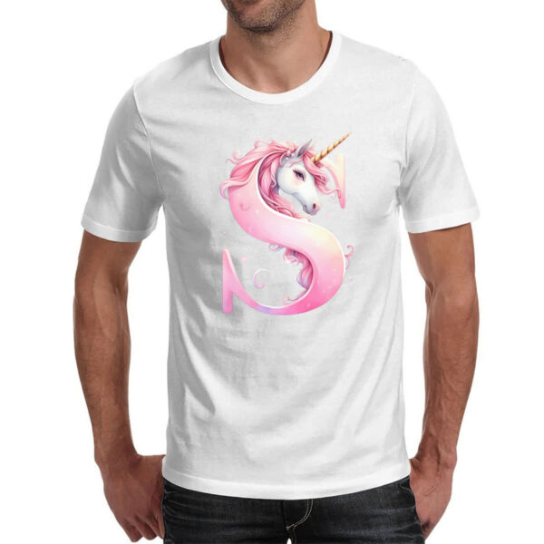 Camiseta Unissex Unicornio Alfabeto Letra S - Imagem 2