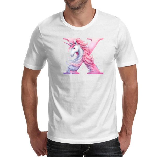 Camiseta Unissex Unicornio Alfabeto Letra X - Imagem 2