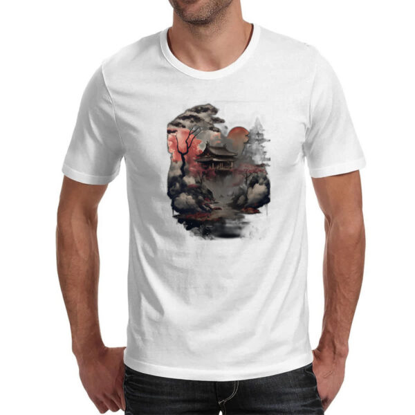 Camiseta Unissex Paisagem Asia tinta a oleo - Imagem 2