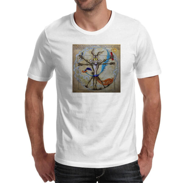 Camiseta Unissex Papa Leguas e Coyote Vitruviano Da Vinci - Imagem 2