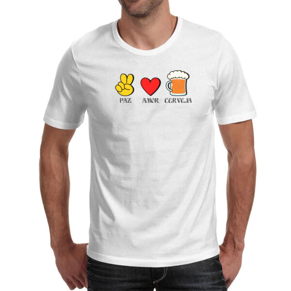 Camiseta Unissex Paz Amor Cerveja - Imagem 2