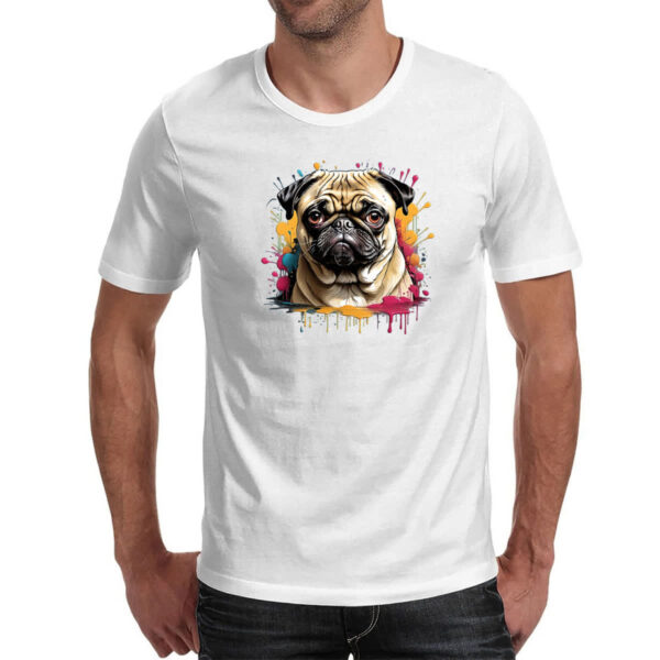 Camiseta Unissex Pug Watercolor Splash Art - Imagem 2