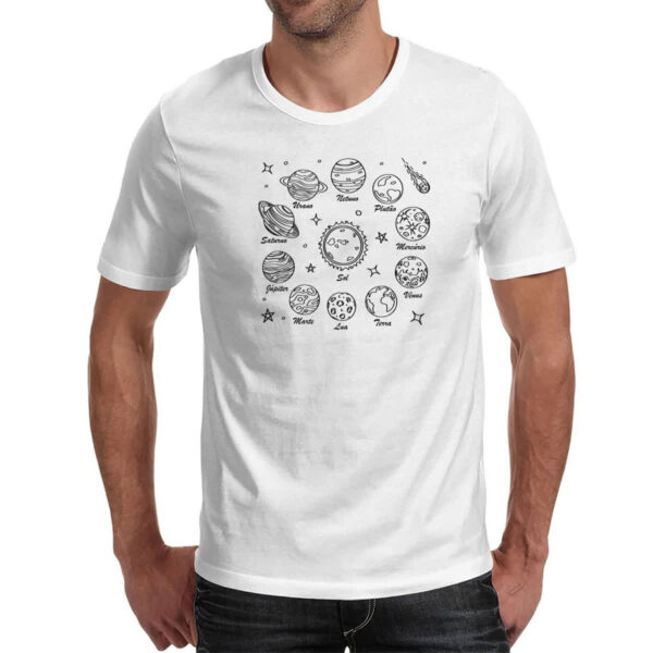 Camiseta Unissex Sistema solar desenho de caneta - Imagem 2