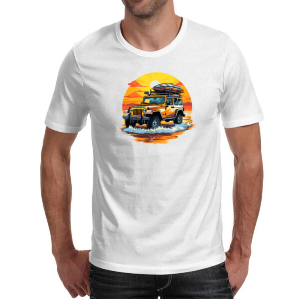Camiseta Unissex Aventura jeep praia sunset - Imagem 2