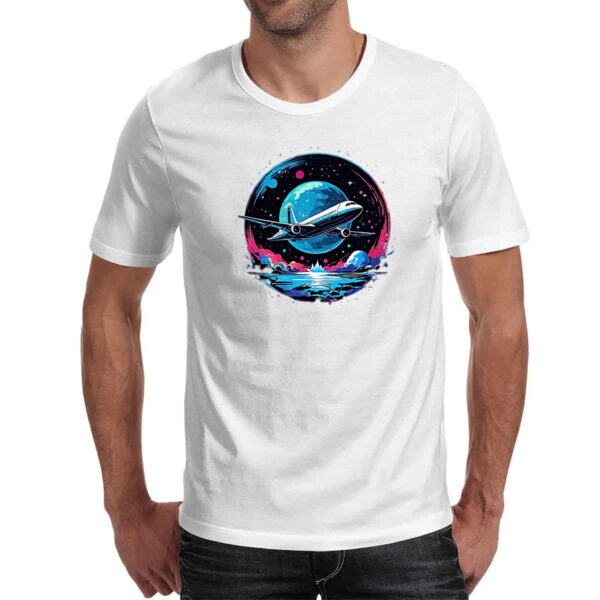 Camiseta Unissex Aviao viagem night art - Imagem 2