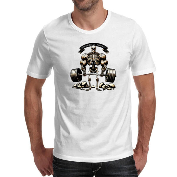 Camiseta Unissex Caveira instalando musculos - Imagem 2