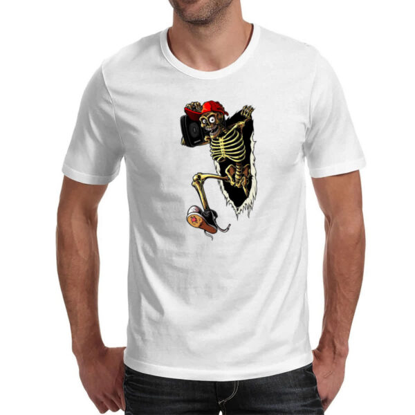 Camiseta Unissex Caveira jovem rasgando camiseta - Imagem 2