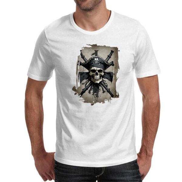 Camiseta Unissex Caveira pirata pano - Imagem 2