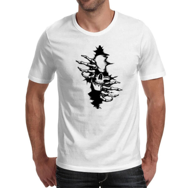 Camiseta Unissex Caveira rasgando a camisa - Imagem 2