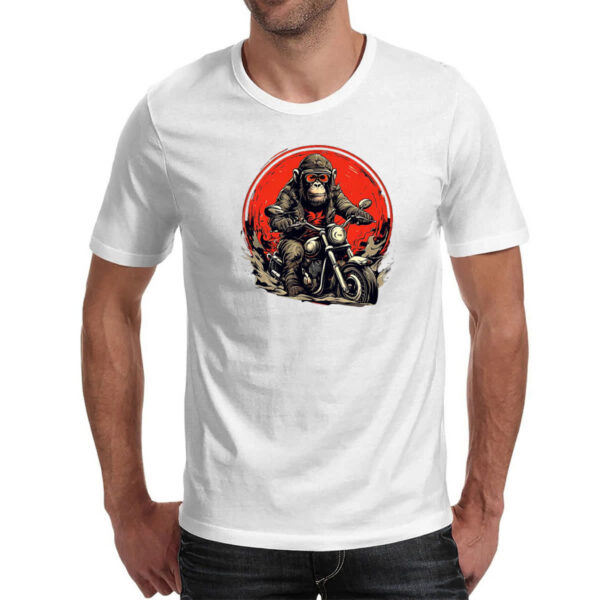 Camiseta Unissex Chimpanze motoqueiro radical - Imagem 2