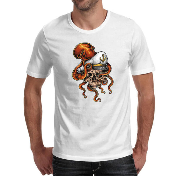 Camiseta Unissex Cranio de marinheiro com Polvo - Imagem 2