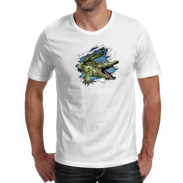Camiseta Unissex Crocodilo rasgando a camisa - Imagem 2