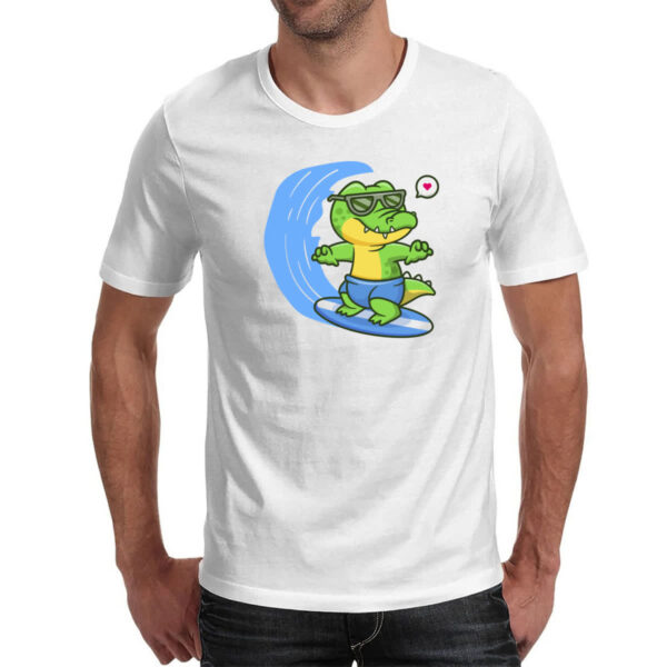 Camiseta Unissex Crocodilo surfista radical - Imagem 2