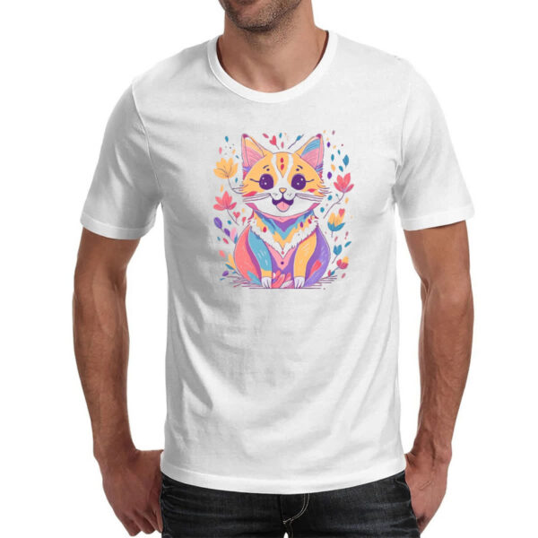 Camiseta Unissex Desenho gato feliz - Imagem 2