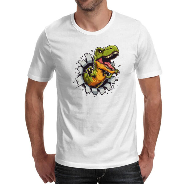 Camiseta Unissex Dinossauro T-Rex rasgando a camisa - Imagem 2