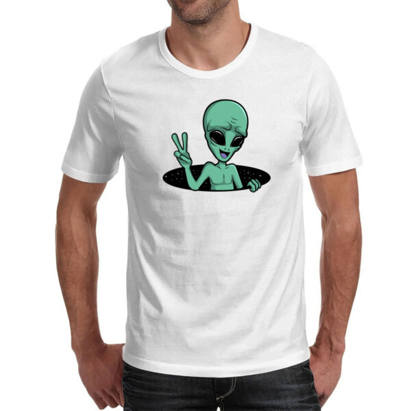 Camiseta Unissex Alien Paz e amor buraco negro - Imagem 2