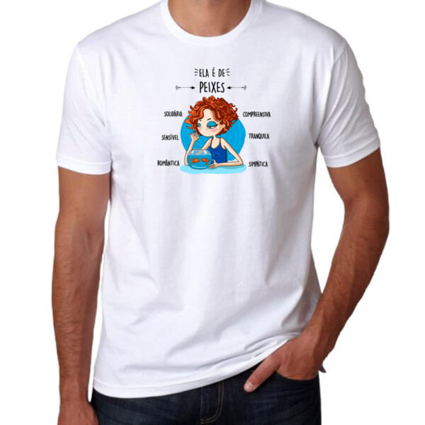 Camiseta Unissex Ela e de Peixes - Imagem 3