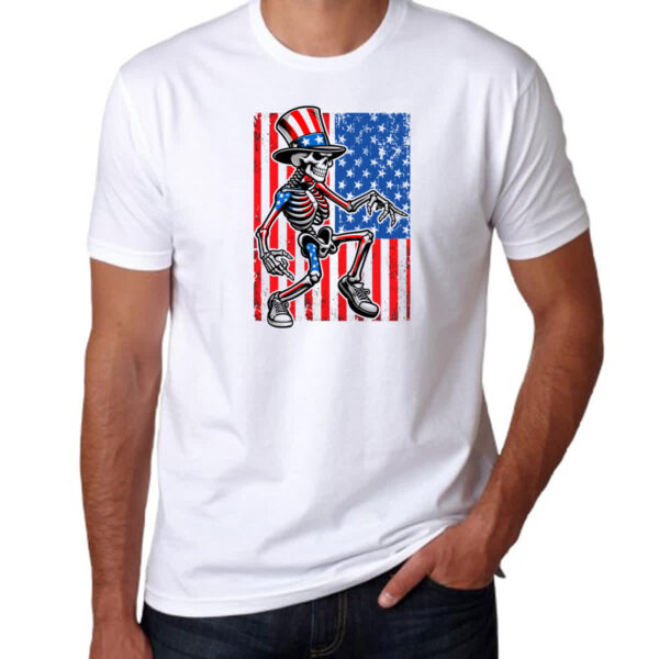 Camiseta Unissex Esqueleto Estados Unidos Vintage - Imagem 3