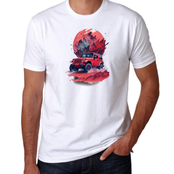 Camiseta Unissex Jeep Vermelho Sunset Art - Imagem 3
