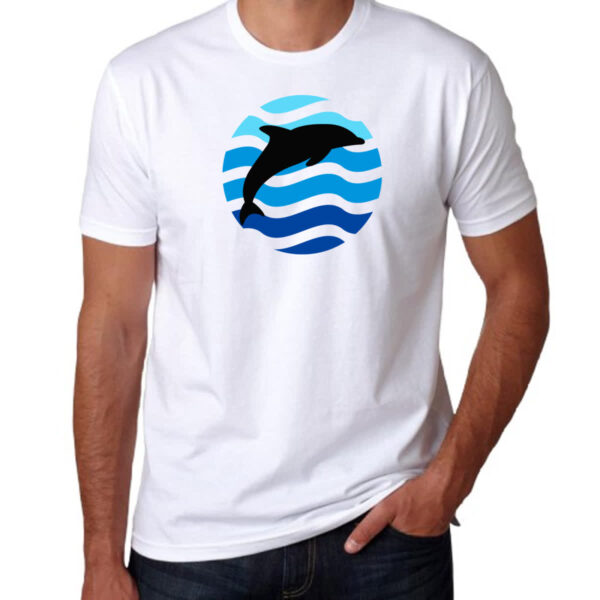Camiseta Unissex Animais marinhos Golfinho silhueta sunset - Imagem 3