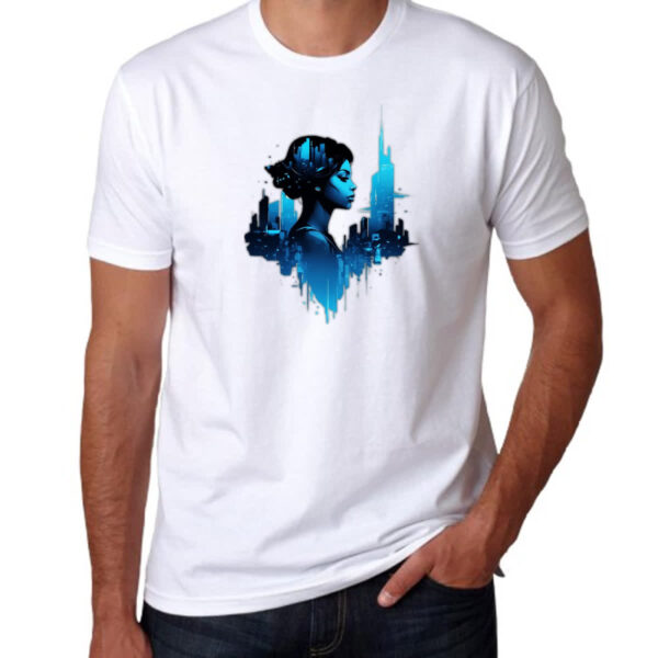Camiseta Unissex Garota futurista silhueta - Imagem 3