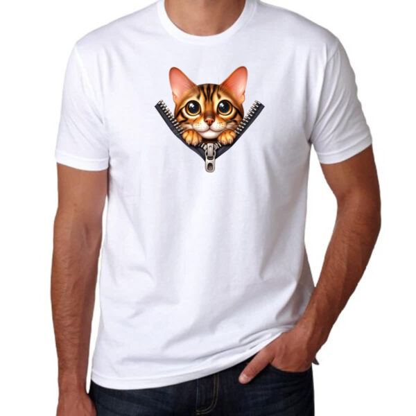 Camiseta Unissex Gato de bengala no ziper - Imagem 3