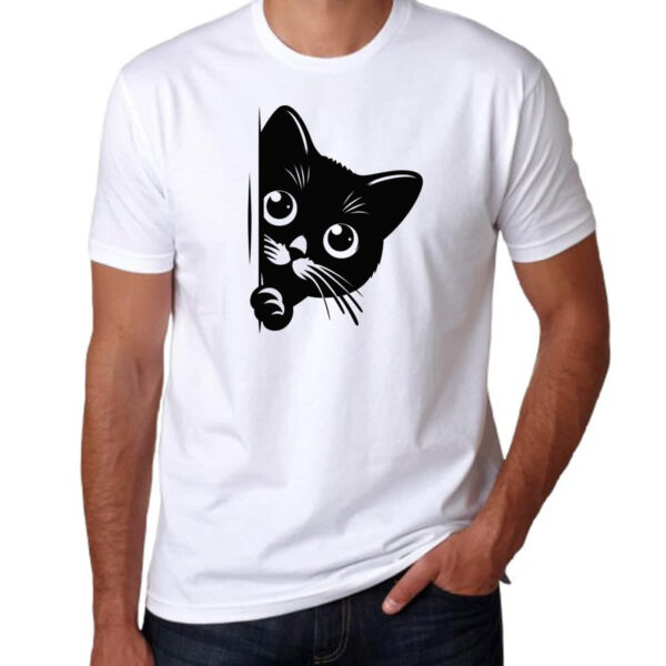Camiseta Unissex Gato espiando - Imagem 3