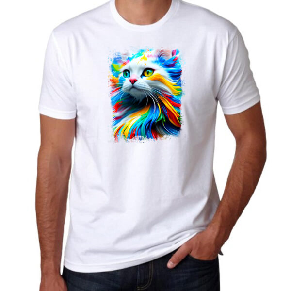 Camiseta Unissex Gato Splash Art Color - Imagem 3