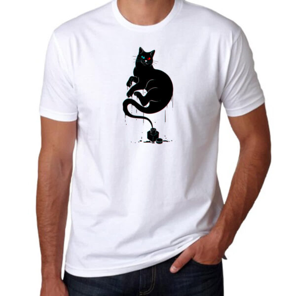 Camiseta Unissex Gato na tinta - Imagem 3
